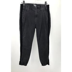 Paige Mayslie Black Denim Jogger Jeans Size 27 Velvet Inset